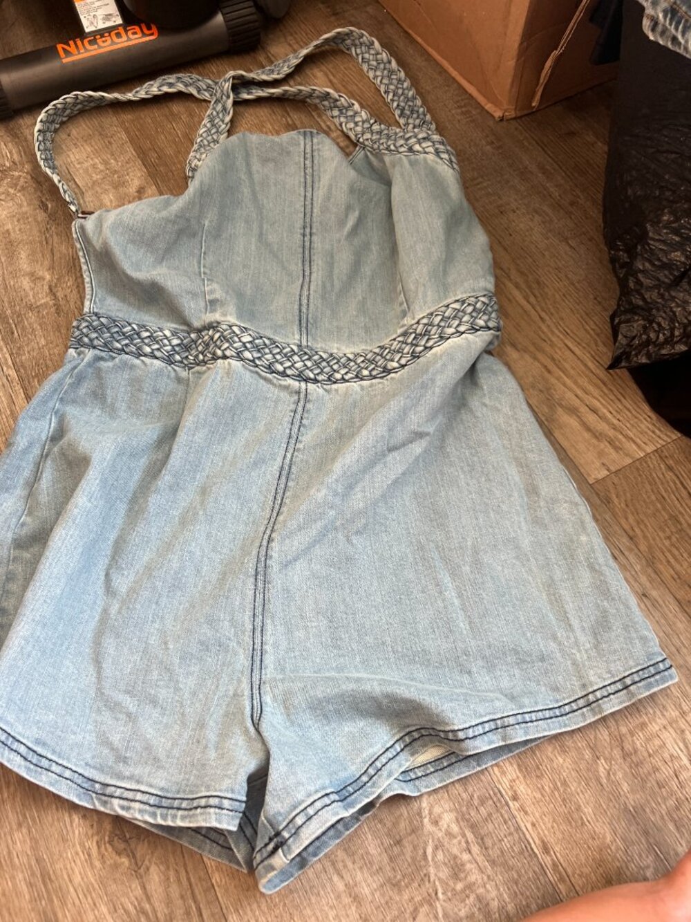 Free People Karina Denim Romper size L - Picture 9 of 15
